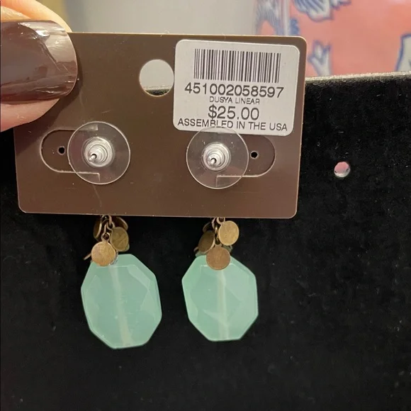 Chico's Aqua Dangle Earrings - Picture 3 of 6